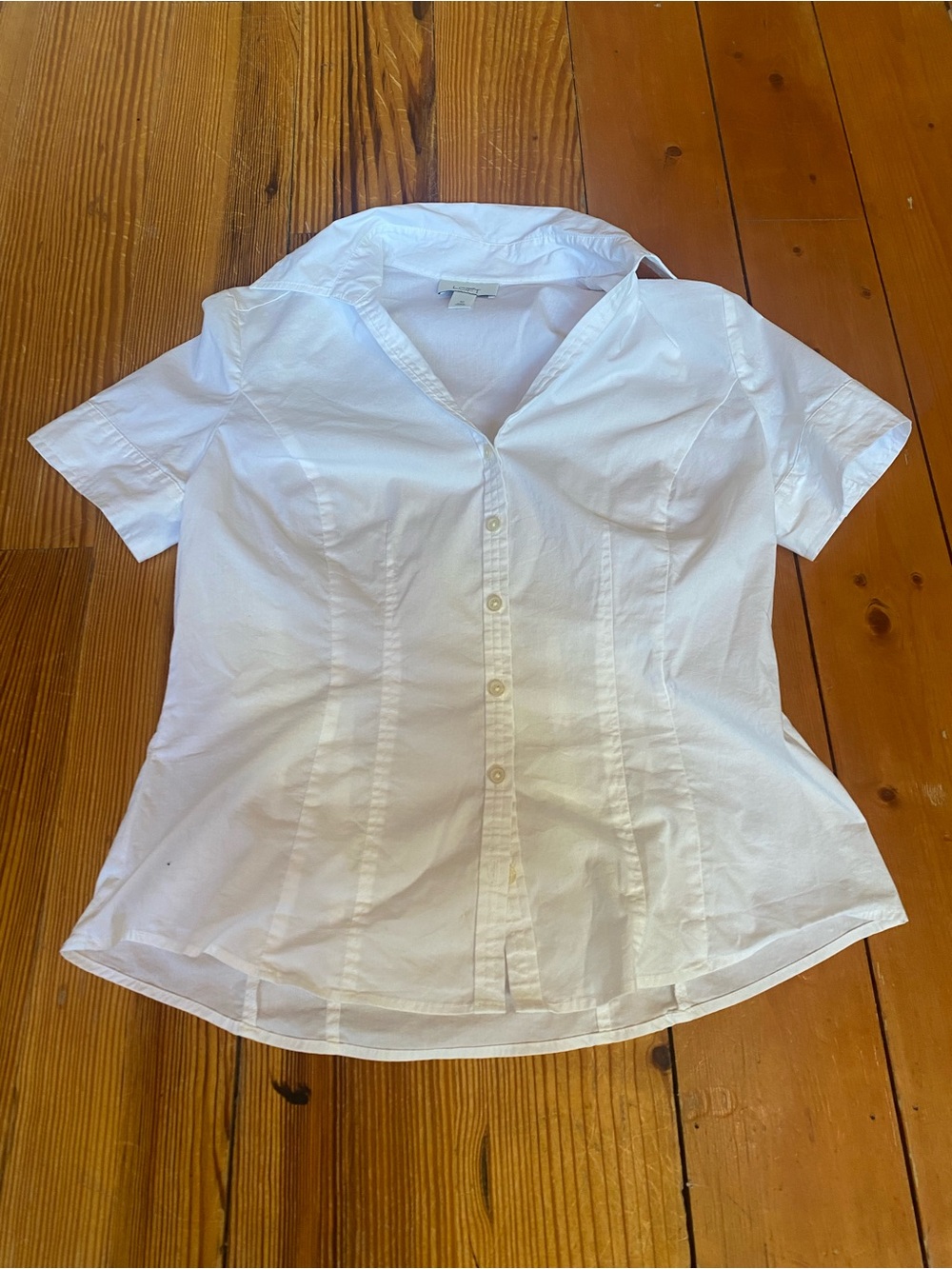 LOFT White Short-Sleeve Button Down Shirt
